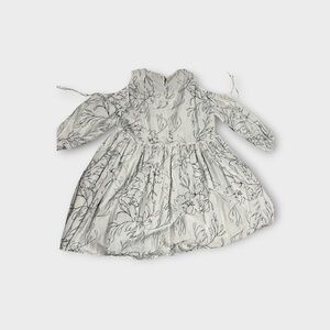 White Floral Cold-Shoulder Casual Dress